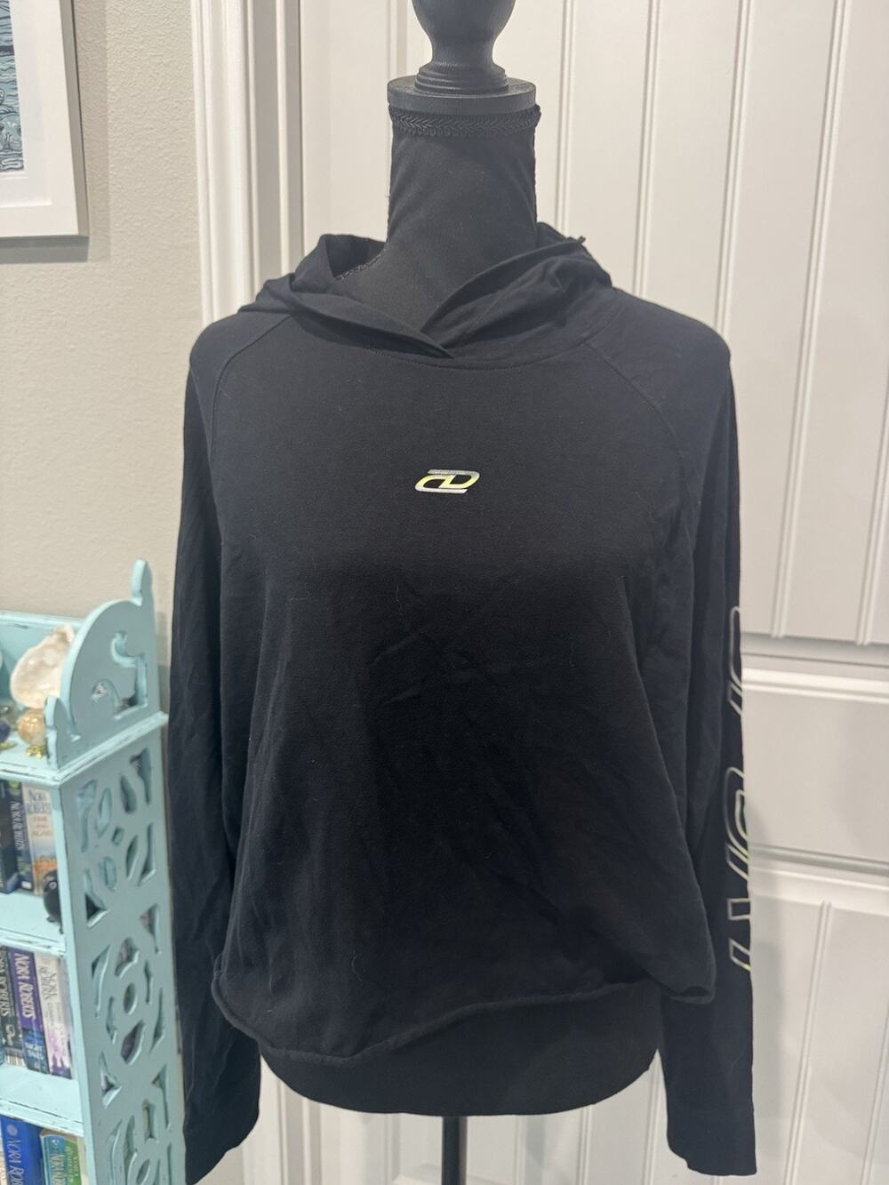 DKNY Sport Crop Long Sleeve Hooded Top Women's Sz Large